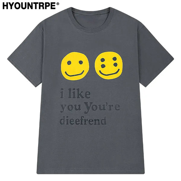 Gothic Vintage print – Streetwear T Shirt Mens Hip Hop Smile Face Printed T Shirt 2