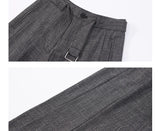 men women streetwear fashion loose casual belt wide leg suit pant boyfriend straight trousers baggy pants minimalist street pants