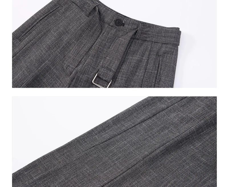 men women streetwear fashion loose casual belt wide leg suit pant boyfriend straight trousers baggy pants minimalist street pants