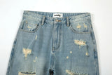 washed blue oversized torn jeans for men streetwear hip hop large destroyed wide leg jeans baggy straight ripped denim pants unique jeans style 5446