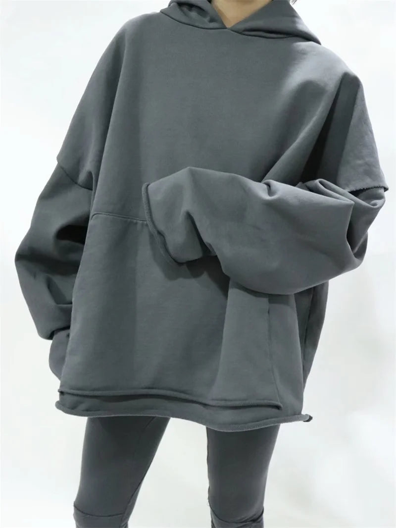 greg kanye double layer heavyweight fit hooded pullover with raw edges sweater grey trendy hip hop style outerwear, high quality cotton pullover, unique limited edition hoodie