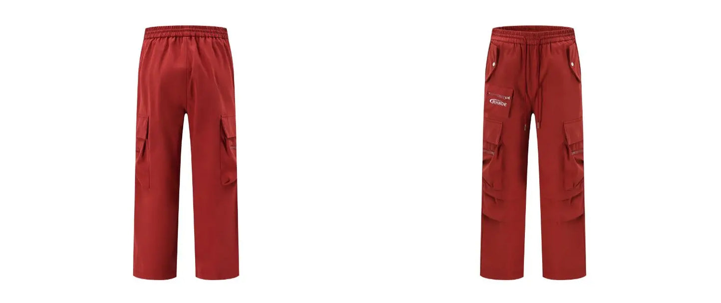 fashion loose streetwear cargo pant unisex casual multi pocket wide legs drewstring trousers hip hop joggers mens baggy pants unique joggers style 5083