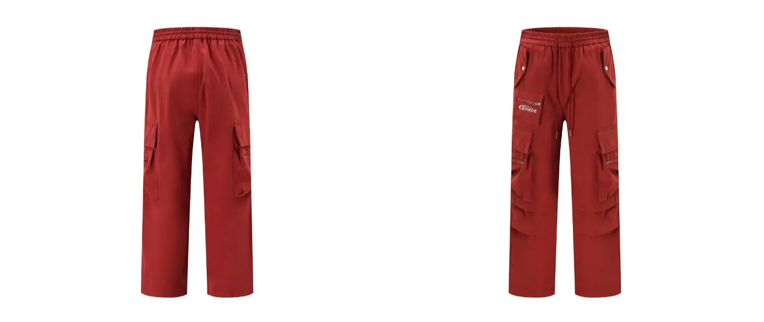 fashion loose streetwear cargo pant unisex casual multi pocket wide legs drewstring trousers hip hop joggers mens baggy pants unique joggers style 5083