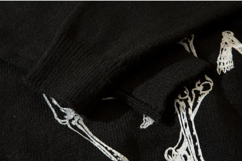 hip hop harajuku skeleton printed knitted sweater unisex pullover streetwear winter casual loose sweater warm jumpers knitwear - gothic aesthetic hoodie for winter, trendy hip hop fashion hoodie, anime inspired graphic hoodie