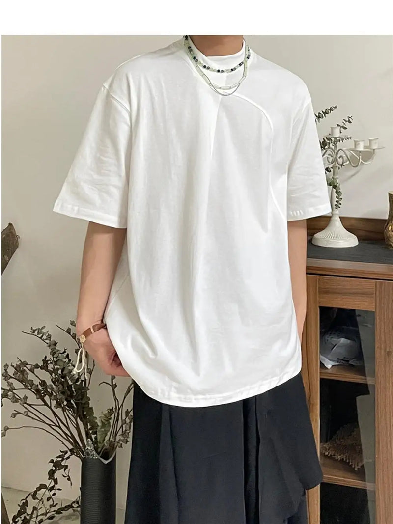 Trapwear Oversized shirt – Korean Summer Minimalist Retro Chinese Style Stand Collar Sp