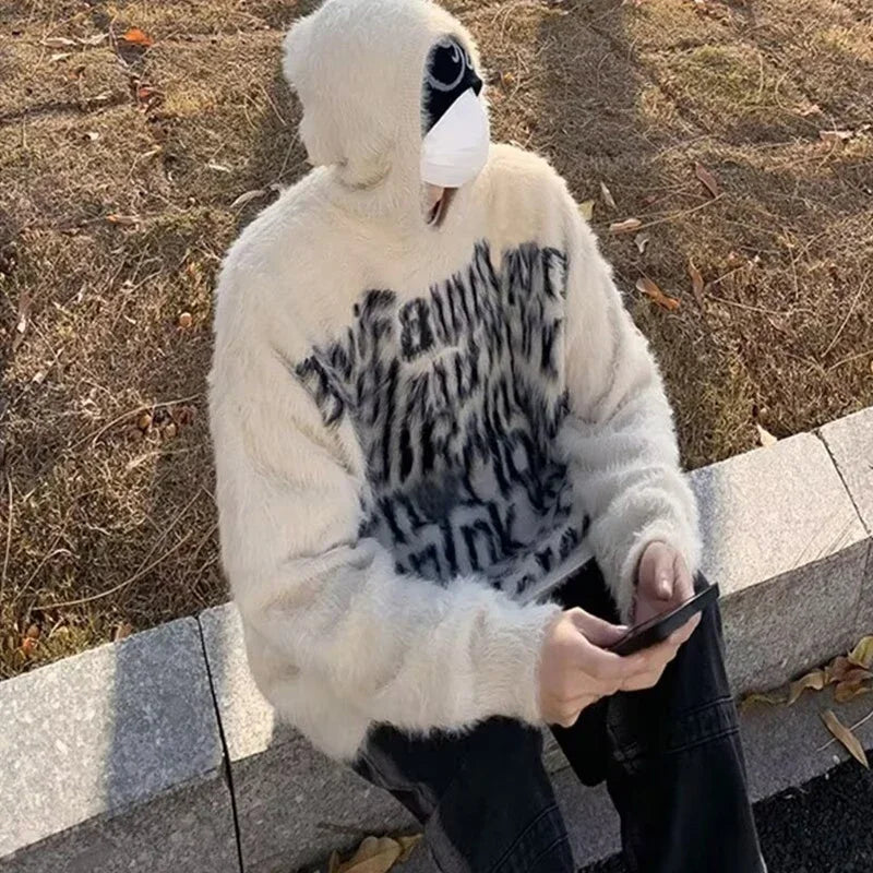 Gothic streetwear hoodie with barbed wire print