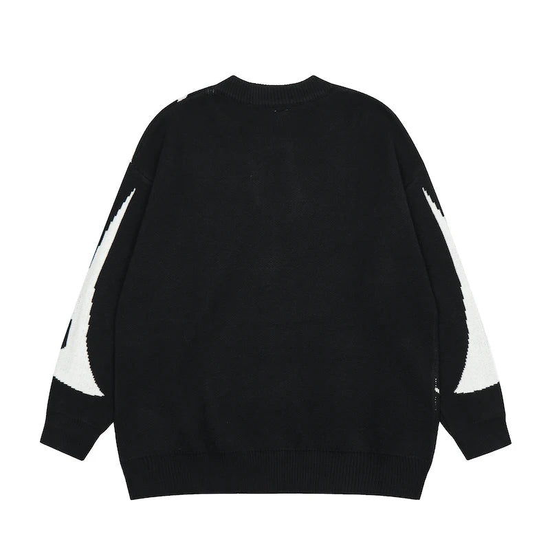 mens streetwear sweater hip hop letter geometry knitted sweater pullover new casual autumn o neck cotton sweater unisex jumpers - soft fleece-lined outerwear, high quality cotton hoodie, vintage look oversized hoodie