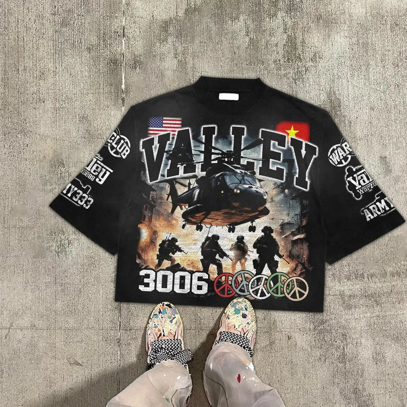 Y2k Oversized shirt – Y2Kstreet Hip Hop Alphabet Pattern Oversized T Shirt Mens Fa