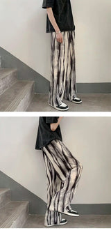 pleated pants mens fashion retro casual pants men japanese streetwear loose hip hop wide leg pants mens ice silk trousers m 3xl unique default style 3669