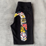Harajuku Y2K Men's Gym Shorts Evisued Shorts Casual Japanese Fashion Brand M Printed Wide Leg Shorts Summer Men Clothing