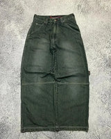 American Classic Letter Pattern High Waist Washed Jeans Women's Y2K High Street Harajuku Loose Button Punk Casual Overalls Men's