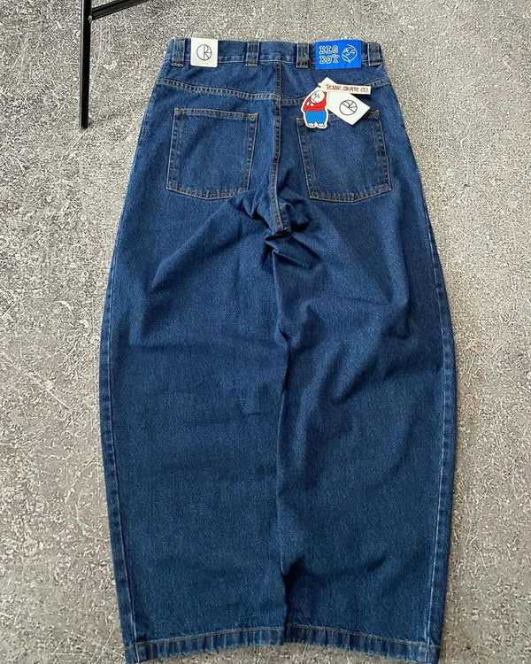 hip hop streetwear big boy jeans y2k embroidery pattern retro blue baggy jeans pants men women fashion pants clothing ripped baggy denim