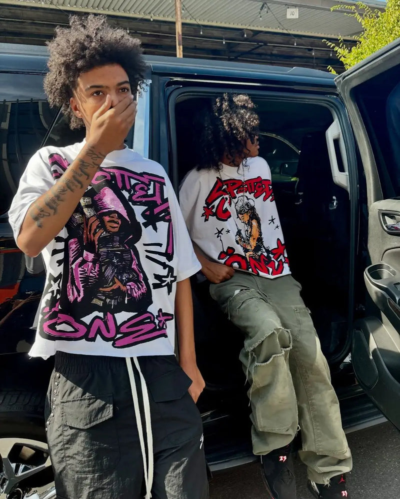 Trapwear Streetwear top – Harajuku High Street Print Graphic T Shirts Oversized Cotton
