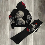y2k vintage mummy graphic digital drawstring casual sports pants women street autumn winter set print hooded men sweatshirts minimalist street pants