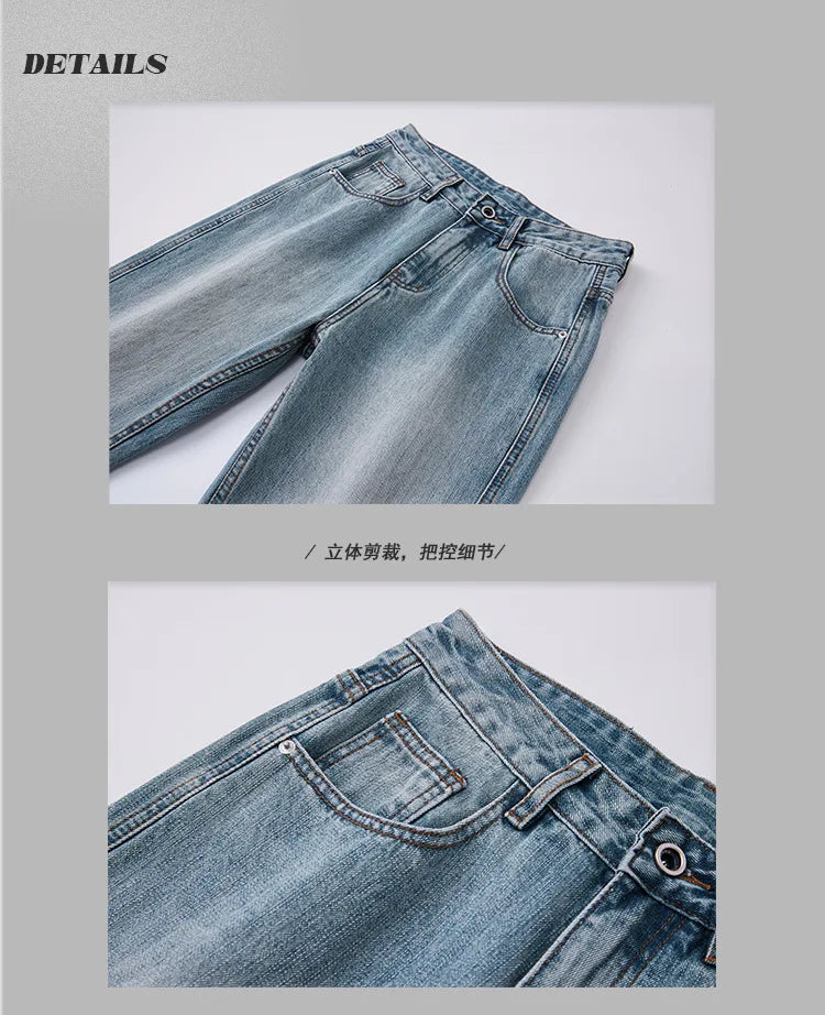 mens retro fashion high street loose casual denim micro flared pants jeans men streetwear plus size jeans trousers 28 40 unique jeans style 2698