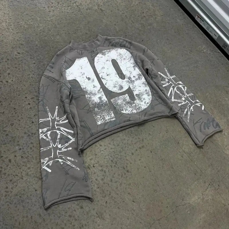 2024 Autumn American Ins Retro Casual Sweatshirt Trendy Gothic Male and Female Personality Y2K Street Harajuku Digital Jersey