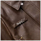 Retro hot girl camisole irregular big swing skirt short leather jacket coffee color set two piece sets womens outifits dress
