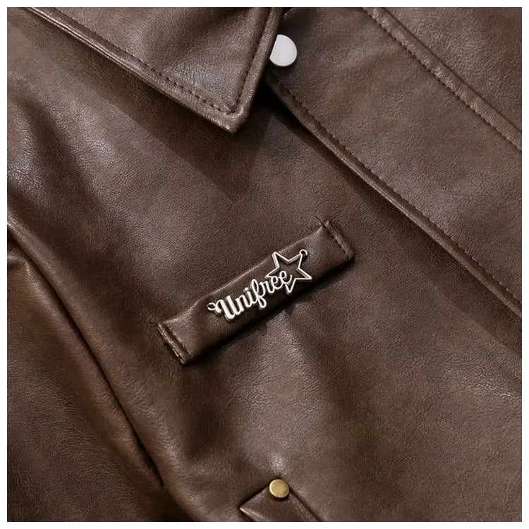 Retro hot girl camisole irregular big swing skirt short leather jacket coffee color set two piece sets womens outifits dress