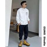 Spring and Autumn Korean Style New Style Men's Round Neck Sweatshirt American Ins Casual Loose Cartoon Print Jacket Warm Top