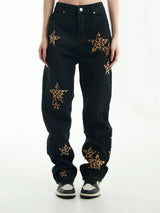black baggy jeans men star patchwork straight denim pants fashion jeans male streetwear hip hop y2k loose trousers unique jeans style 819