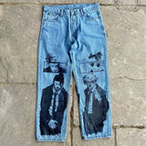 harajuku popular anime kokushibo print baggy jeans new style wide leg trouser y2k streetwear for men women high waist pants unique jeans style 4297