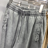 high street dark distressed vintage baggy joggers pants ins versatile drawstring sports pants men washing wax dyeing sweatpants unique joggers style 3177