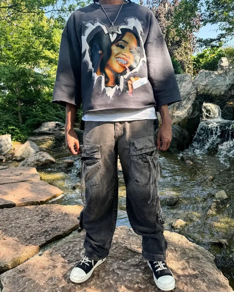 Sadcore Aesthetic print tee – European And American New High Street Fashion Brand Short Sl