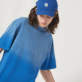Spring Summer New Products Fried Color Wash Water Gradient Color Loose Short-sleeved Casual Basic Bottoming Round Neck