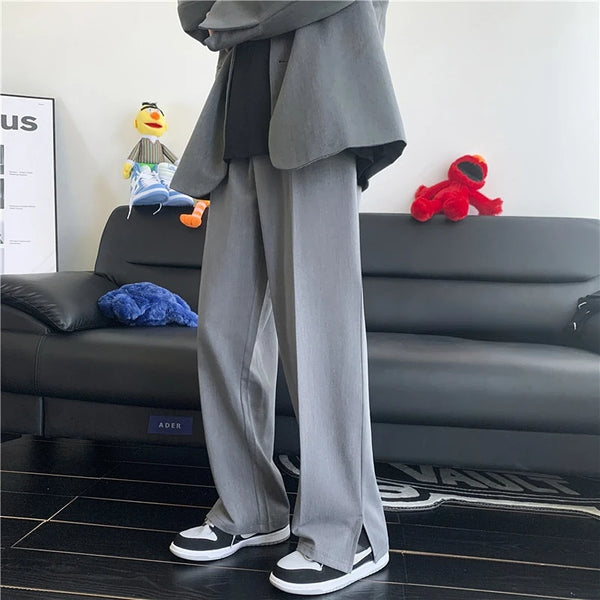 2023 summer new fashion casual trousers men loose straight side men suit pants korean casual pants boutique clothing minimalist street pants