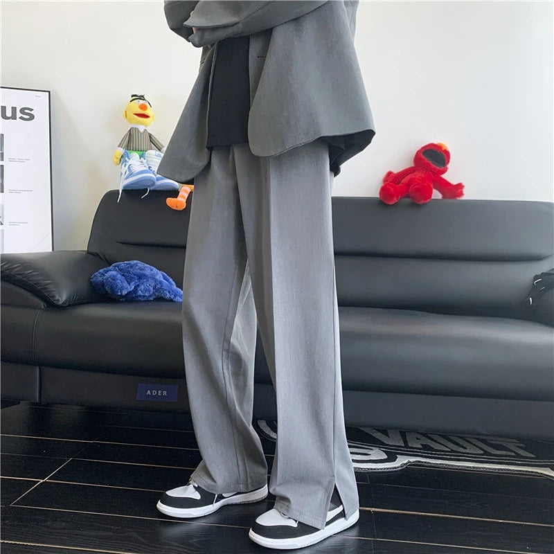 2023 summer new fashion casual trousers men loose straight side men suit pants korean casual pants boutique clothing minimalist street pants