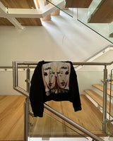 Y2K American Street Fashion Anime Letter Graffiti Print Oversized Hood