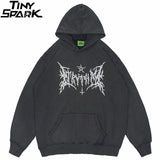 Hip Hop Washed Hoodie Streetwear Sweatshirt Star Print Hooded Pullover