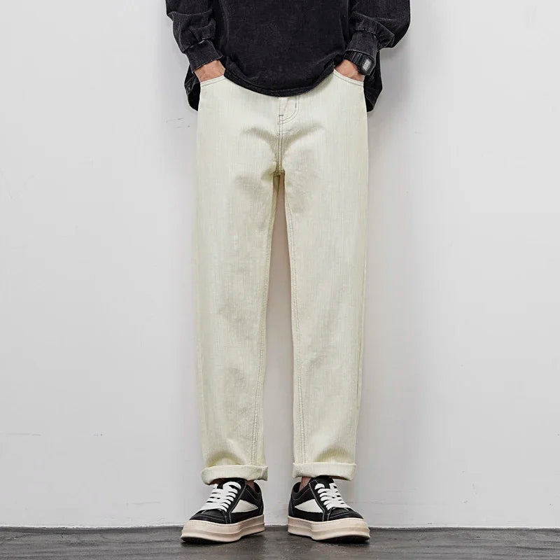 men classic fashion vintage loose casual plus size 28 42 ankle length white soft denim jeans pant cityboy harem jeans trousers denim street jeans