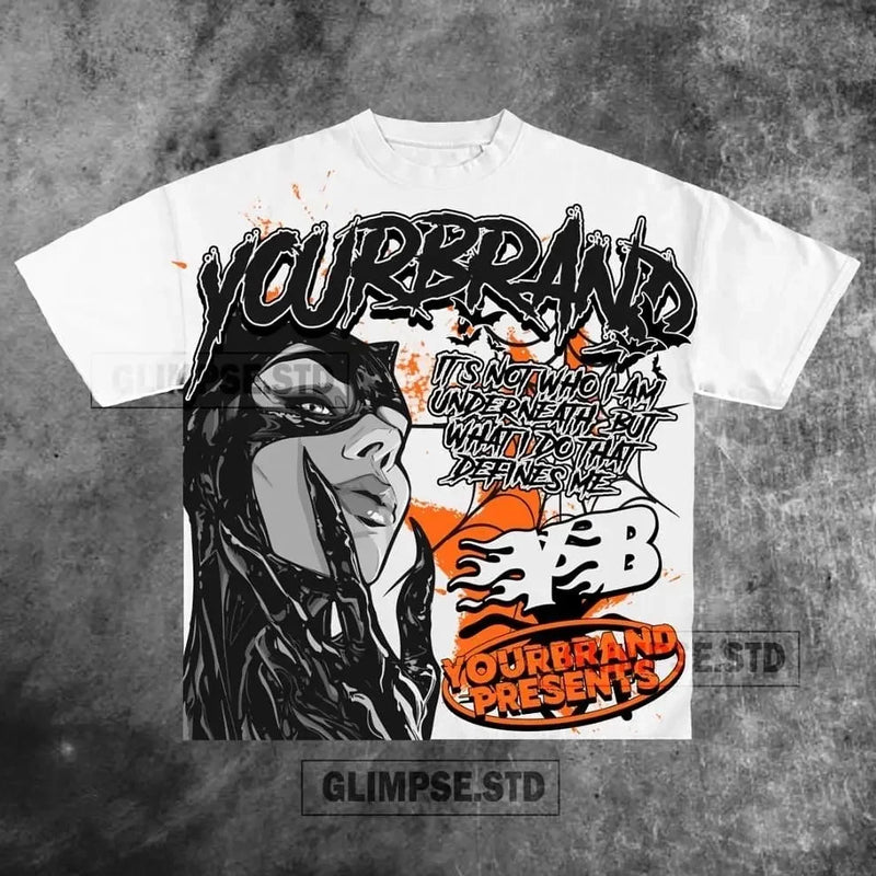 Skater Sticker Tee – Bold Flame Font Graphic Throwback Style