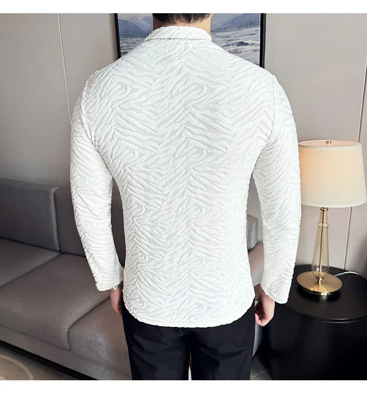 Cyberpunk Crying character – Semi Turtleneck Stretch Slim Fit T Shirt Men Long Sleeve Thi