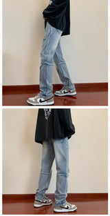 bottom zipper destroyed washed jeans skinny jeans ripped holes trousers men biker jeans fashion streetwear hip hop pants joggers unique joggers style 3017