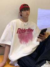Y2k Chrome print – Summer Graffiti Letter Printed T Shirt For Men Casual Street