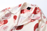 Dark Icon Floral Hawaiian Shirt Men Tur-down Collar Men's Polo Shirt Black White