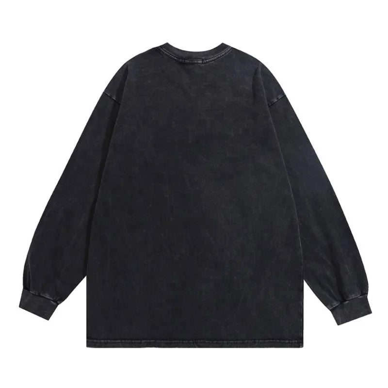 Gothic Vintage t-shirt – Distressed Washed T Shirt Harajuku Skull Letter Pritned Unis