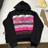 Y2K American Street Fashion Anime Letter Graffiti Print Oversized Hood