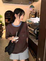 Vaporwave Chrome logo – New Casual Pocket T Shirt Contrasting Round Neck Summer Vers