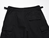 american streetwear zipper cargo straight trousers two different wearing washed detachable multi pocket mens balck tactical pant unique cargo style 1837