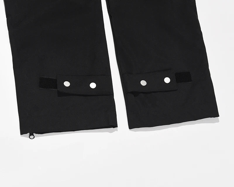 high street zipper pockets quick dry vibe style mens track pants elastic waist straight retro black casual trousers unique default style 458