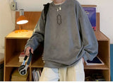 Super Hot Korean Suede Personalized Street Sweatshirt Men's American Loose Y2K Spring and Autumn Pullover Jacket Retro Ins Top