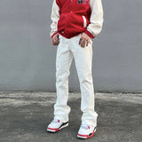 high street micro flare denim pants slim white jeans overall mens fashion casual vibe relaxed solid color washing jeans pants denim street jeans
