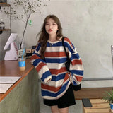 Harajuku Vintage print – Women T Shirts Striped Sweatshirt Thin Tops 2024 Spring Wome