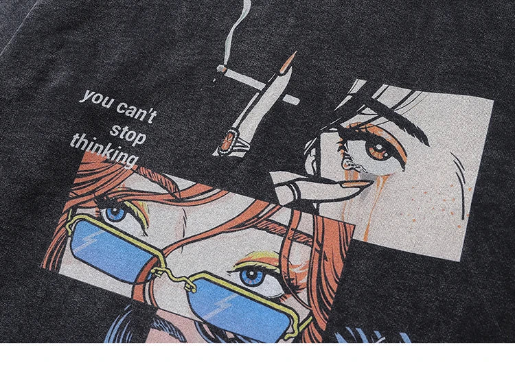 sadcore barcode glitch featuring hip hop streetwear oversized hoodie sweatshirt black smoking cartoon harajuku japanese anime graphic men hooded pullover cotton