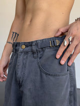 hip hip cargo pants harajuku adjustable waist with side pockets joggers streetwear unisex casual loose straight baggy trousers unique joggers style 994