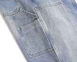 Harajuku Streetwear Y2K Sashes Straight Washed Men's Jeans Pockets Vintage Baggy Casual Cargos
