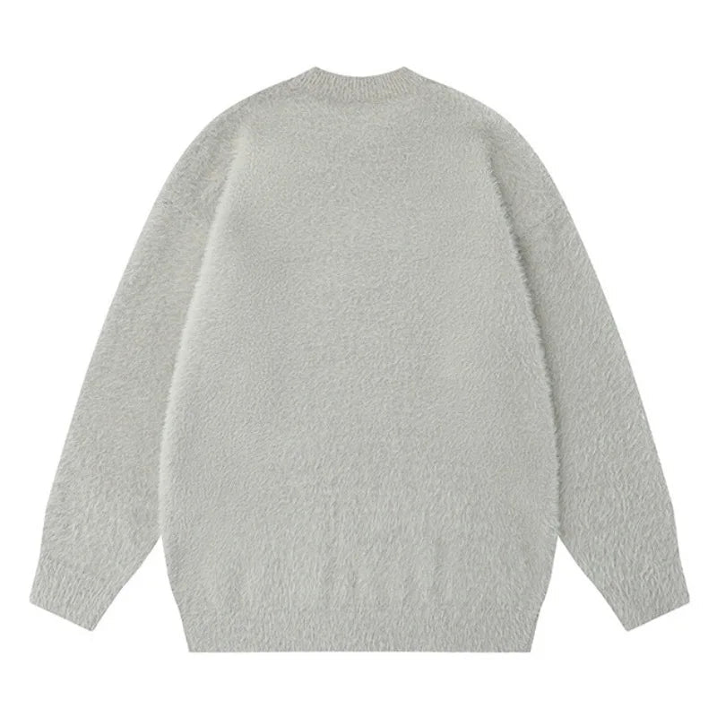 fashion knitted sweater mens winter o neck letters pullover streetwear unisex casual loose warm hairy sweaters jumper knitwear - trendy hip hop fashion hoodie, bold artwork streetwear hoodie, soft fleece-lined outerwear